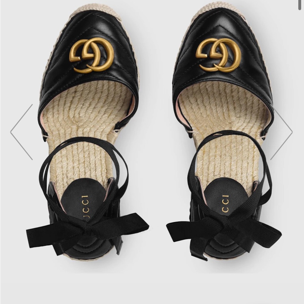 Gucci Leather platform espadrille